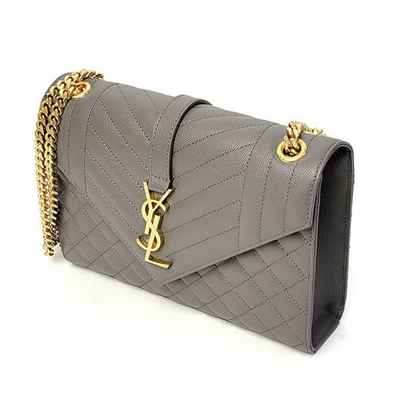 Saint Laurent Envelope Chain Shoulder Bag Medium Grey - Picture 2 of 5